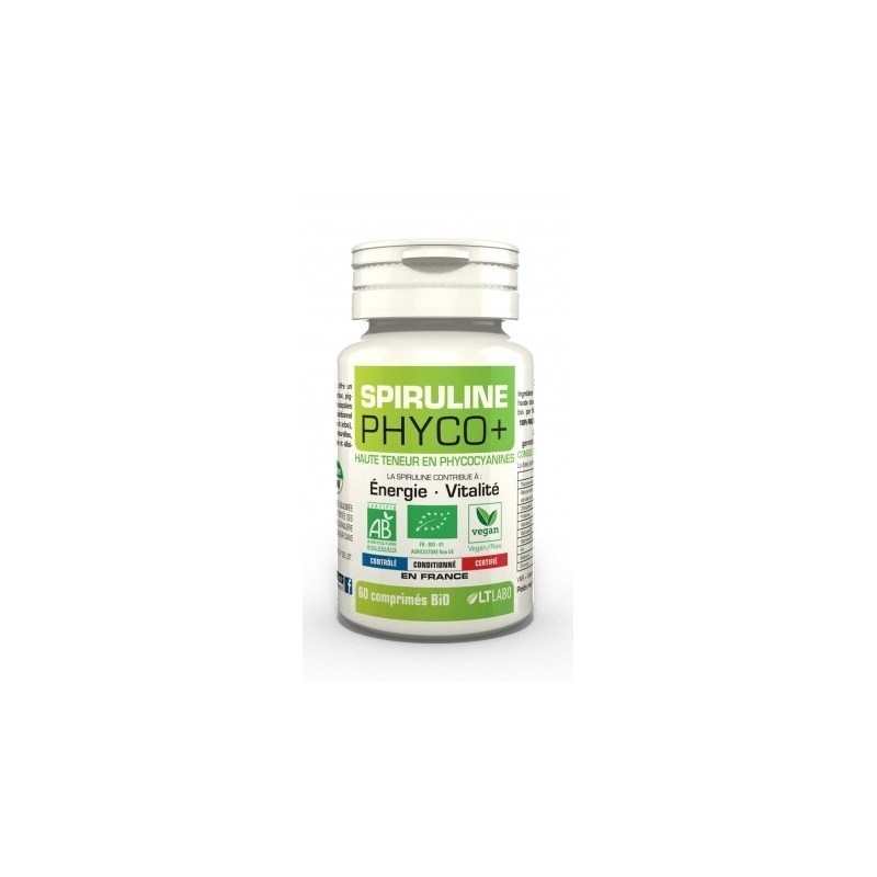 Spiruline BIO 500 mg phyco+ - 60, 180, 300 ou 500 comprimés - LT Labo