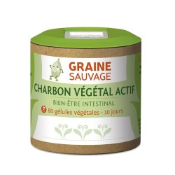 Charbon végétal Actif - Pilulier de 80 gélules végétales - Graine Sauvage