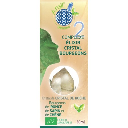 Étui Complexe N°2 - Élixir de cristal de roche et bourgeons de ronce, sapin, chêne Bio - 30 ml - Ansil Étui Complexe N°2 - Élixir de cristal de roche et bourgeons de ronce, sapin, chêne Bio - 30 ml - Ansil