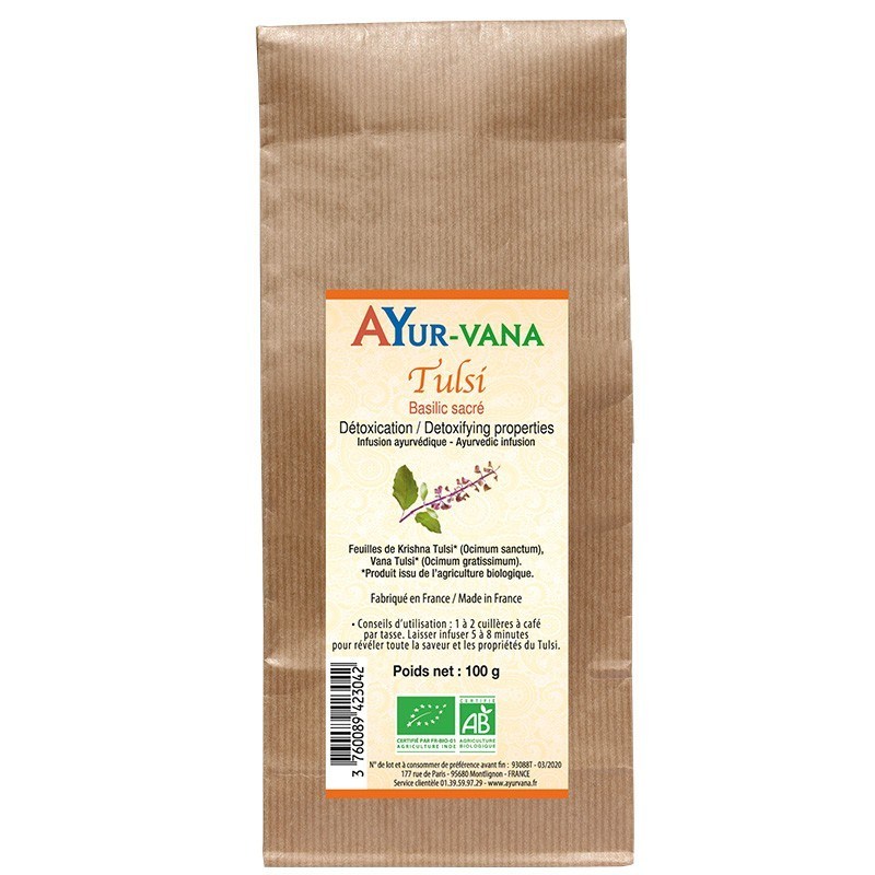 Infusion Tulsi Bio vrac - sachet 100 g de feuilles - Ayurvana