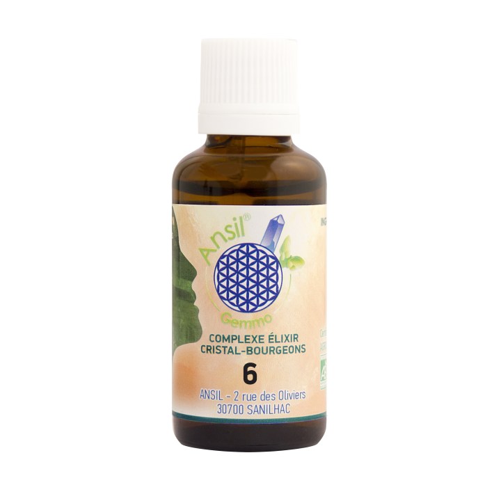 Flacon Complexe N°6 - Élixir de Zéolite et bourgeons de genévrier, noyer, romarin Bio - 30 ml - Ansil