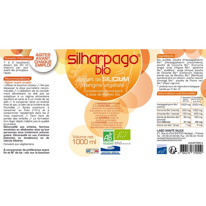 Notice Silharpago Bio – 1 Litre – Labo Santé Silice