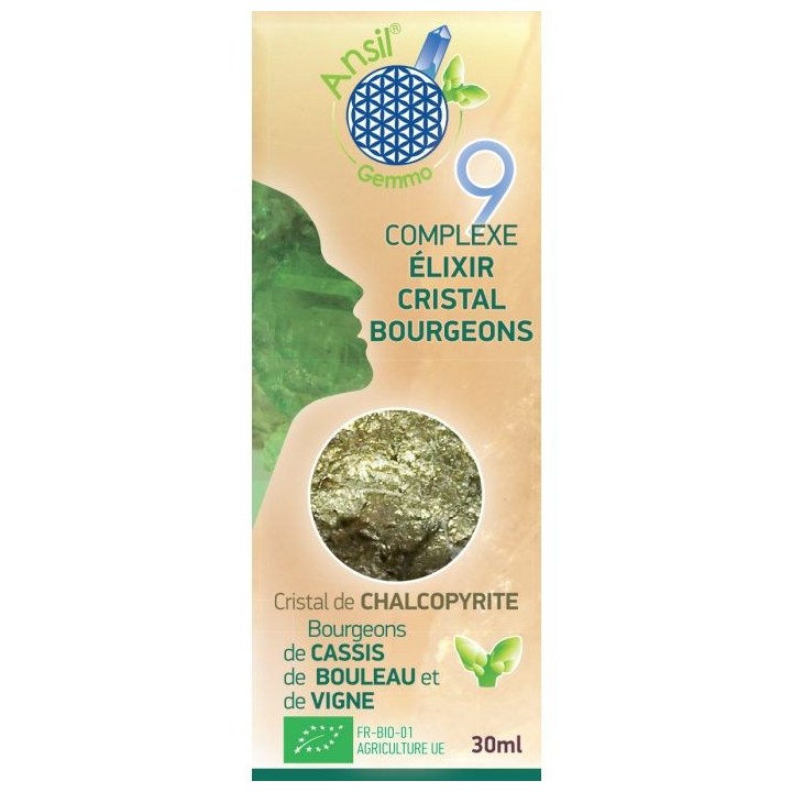 Complexe N°9 - Élixir de Chalcopyrite et bourgeons de cassis, bouleau, vigne Bio - 30 ml - Ansil 2024