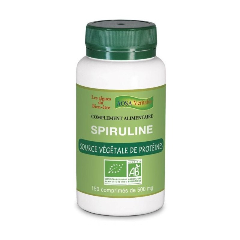Spiruline Bio - 150 comprimés de 500 mg - Aosa Véritable