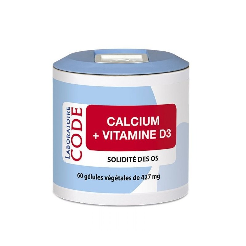 Calcium & Vitamine D3 naturelle - 60 gélules végétales - Laboratoire Code