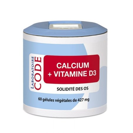 Calcium + Vitamine D3 - 60 gélules végétales - Laboratoire Code - 2021