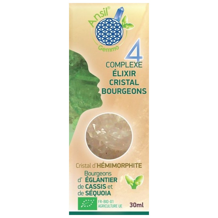Etui Complexe N°4 - Élixir d'hémimorphite et bourgeons d'églantier, cassis, séquoia Bio - 30 ml - Ansil 2025
