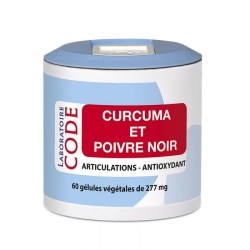 Extraits de Curcuma et Poivre Noir - Pilulier de 60 gélules végétales - Laboratoire Code