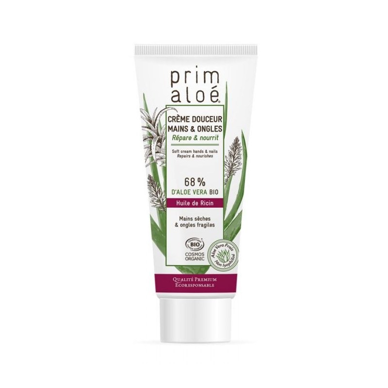 Crème Douceur Mains & Ongles 68% Aloé Vera Bio - 75 ml - Prim Aloé