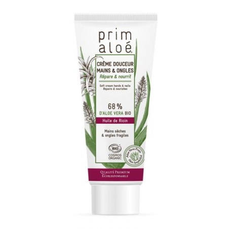 Crème Douceur Mains & Ongles 68% Aloé Vera Bio - 75 ml - Prim Aloé