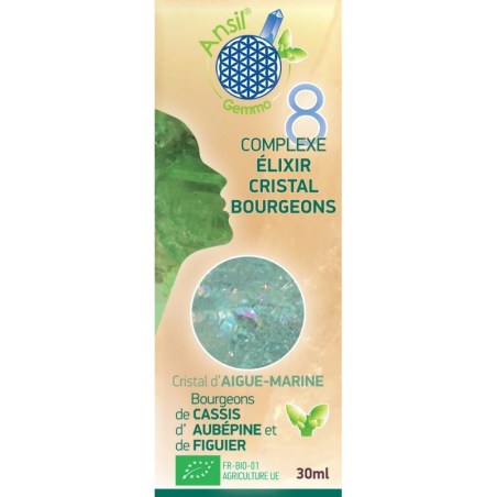 Étui Complexe N°8 - Élixir d\'aigue-marine et bourgeons de cassis, aubépine, figuier Bio - 30 ml - Ansil Étui Complexe N°8 - Élixir d\'aigue-marine et bourgeons de cassis, aubépine, figuier Bio - 30 ml - Ansil
