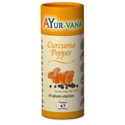 Curcuma Pepper - Pilulier de 60 gélules végétales - Ayurvana