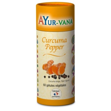 Curcuma Pepper - Pilulier de 60 gélules végétales - Ayurvana Curcuma Pepper - Pilulier de 60 gélules végétales - Ayurvana