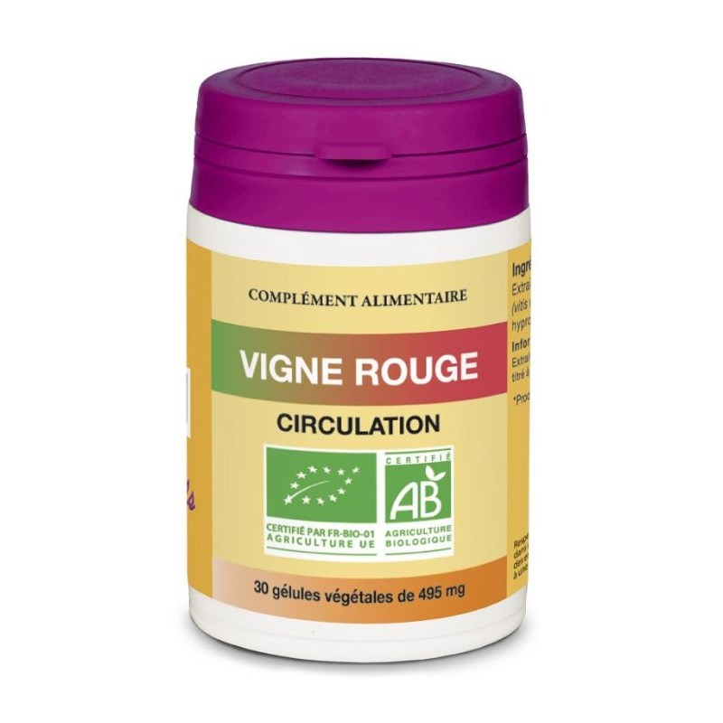 Vigne Rouge Bio - Pilulier de 30 gélules végétales - Vinophénols