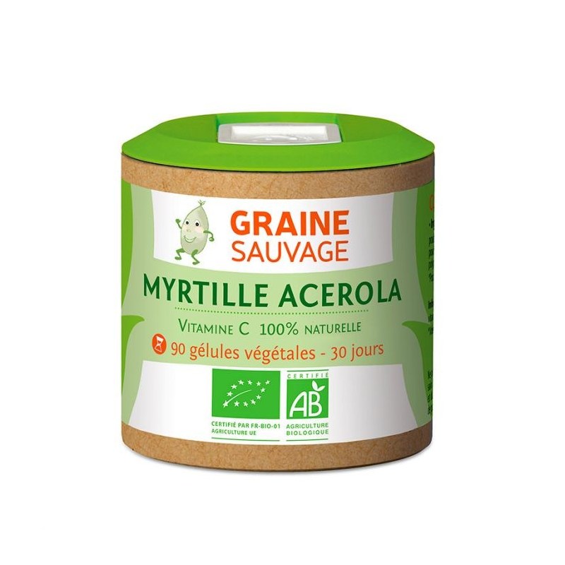 Myrtille Acérola Bio - Pilulier de 90 gélules végétales - Graine sauvage