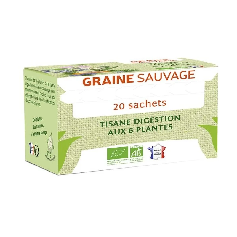 Tisane digestion aux 6 plantes Bio - Boîte de 20 sachets - Graine sauvage