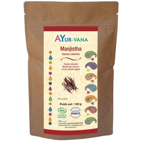 Poudre de Manjistha (Garance indienne) certifié bio - 100 g - Ayurvana