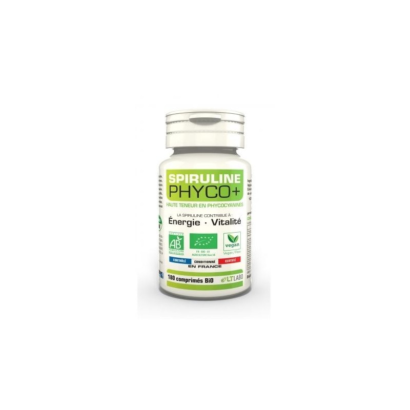 Spiruline Bio 500 mg phyco+ - 180 comprimés - LT Labo