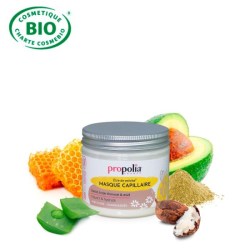 Ingrédients et Masque capillaire Bio karité, Huile d'avocat et miel - Pot 200 ml - Propolia