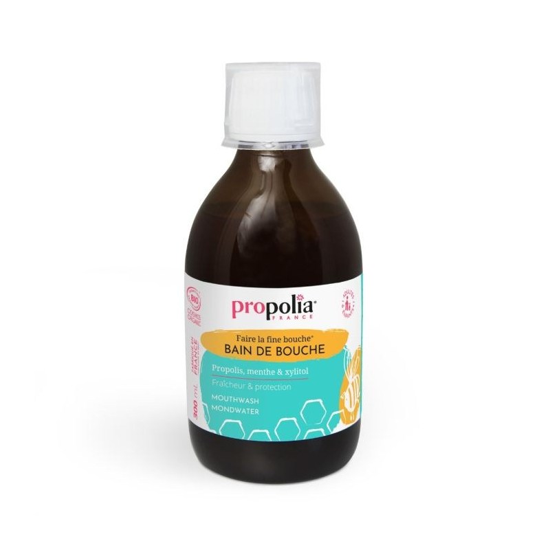 Bain de bouche Bio Propolis, Menthe & Xylitol - Bouteille de 300 ml - Propolia