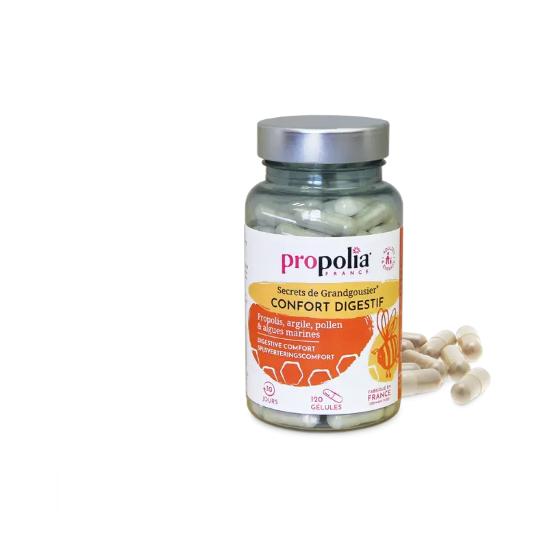 Confort Digestif Propolis, Argile, Pollen & Algues marines - 120 gélules - Propolia