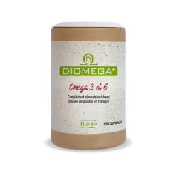 Diomega+ Omega 3 & 6 - Flacon de 120 capsules - Laboratoire Dioter