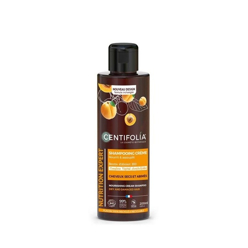 Shampoing crème Bio cheveux secs Beurre d\'Abricot / Huile de Jojoba NUTRITION EXPERT - 200 ml - Centifolia