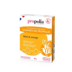 Gommes de Propolis Miel et Orange - Sachet de 45 g sous étui - Propolia