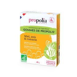 Gommes de Propolis Romarin, Citron et Anis Bio - Sachet de 45 g sous étui - Propolia