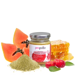 Energie Vitale Propolis, Miel, Gelée Royale, Ginseng – Tonus & Vitalité -  Pot de 120 g - Propolia