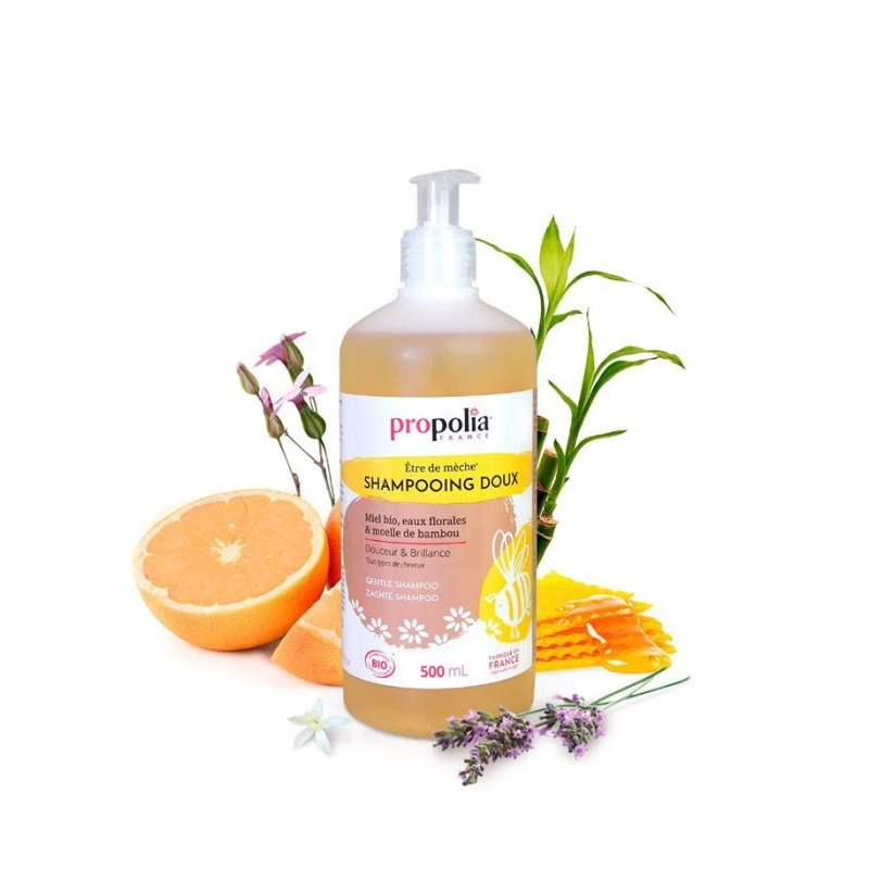 Shampoing doux Bio Miel & bambou - Flacon pompe 500 ml - Propolia