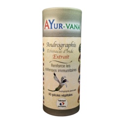 Andrographis (Echinacée d'Inde) extrait titré à 10% d'andrographolides - Pilulier de 60 gélules végétales - Ayurvana 2024