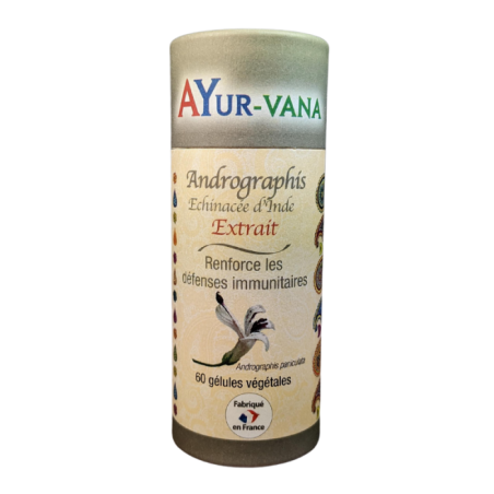Andrographis (Echinacée d'Inde) extrait titré à 10% d'andrographolides - Pilulier de 60 gélules végétales - Ayurvana 2024