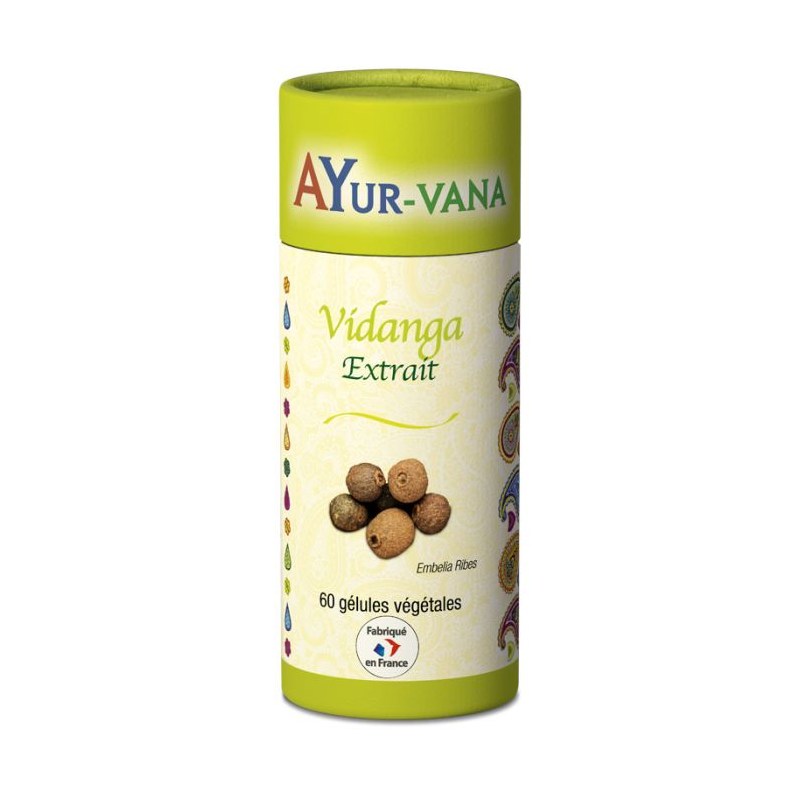 Vidanga extrait titré 5% (Embelia ribes) - Pilulier de 60 gélules végétales - Ayurvana 2024