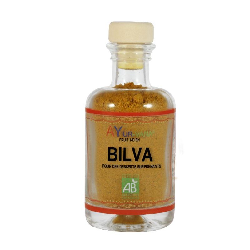 Bilva (Aegle marmelos) épices Bio - Poudre de fruit pour desserts - Flacon en verre de 50 g - Ayurvana 2024