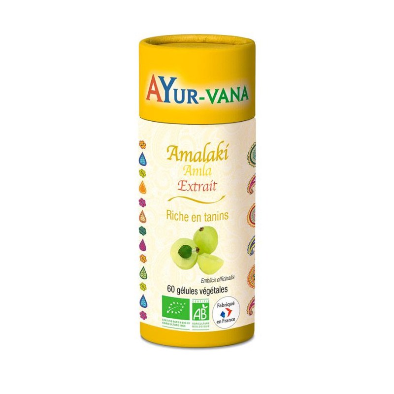 Amalaki Bio - Extrait à 25 % de tanins - Pilulier de 60 gélules végétales - Ayurvana 2024