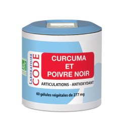 Curcuma et Poivre Noir Bio - Pilulier de 60 gélules végétales - Laboratoire Code