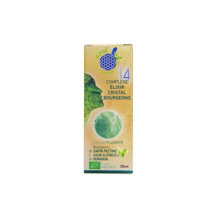 Complexe N°14 - Élixir de Fluorite et bourgeons de sapin pectiné, aulne glutineux, romarin Bio - 30 ml - Ansil 2025