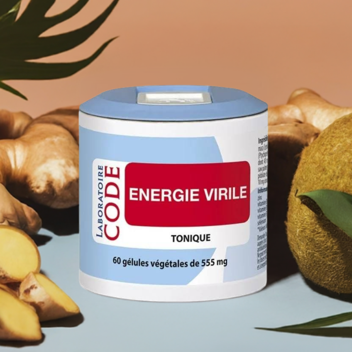 Gingembre et Énergie virile - Pilulier de 60 gélules végétales - Laboratoire Code 2025