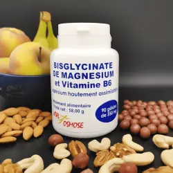 Banane et noix et flacon de Bisglycinate de magnésium et Vitamine B6 - 90 gélules - Vital Osmose