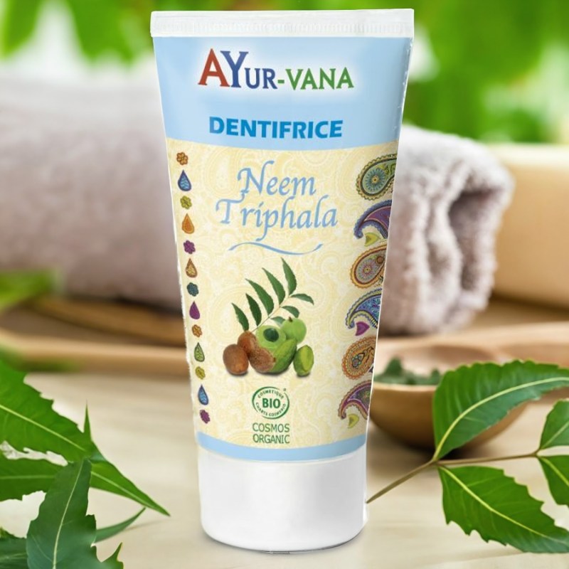 🪥 Dentifrice Neem & Triphala Bio – 75 ml – Ayurvana 2025 🪥 Dentifrice Neem & Triphala Bio – 75 ml – Ayurvana 2025