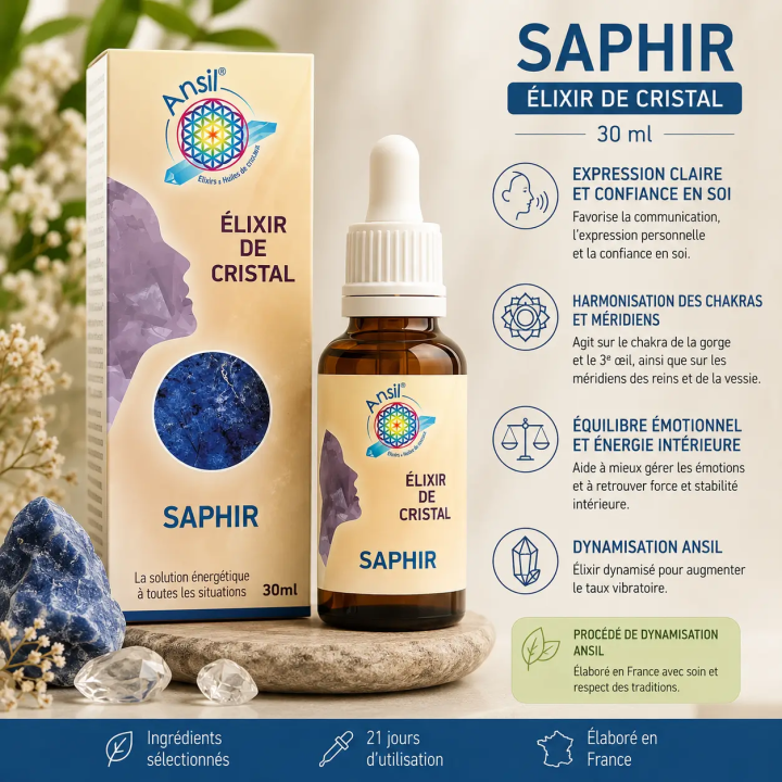 Atouts du Saphir en Élixir de Cristal – 30 ml