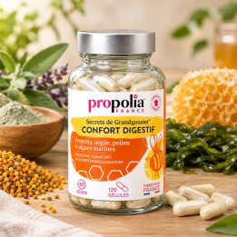 Confort Digestif Propolis, Argile, Pollen & Algues marines – 120 gélules – Propolia