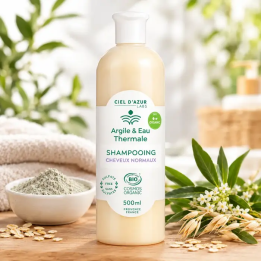 Shampoing bio à l’argile et à l'eau Thermale pour les cheveux normaux